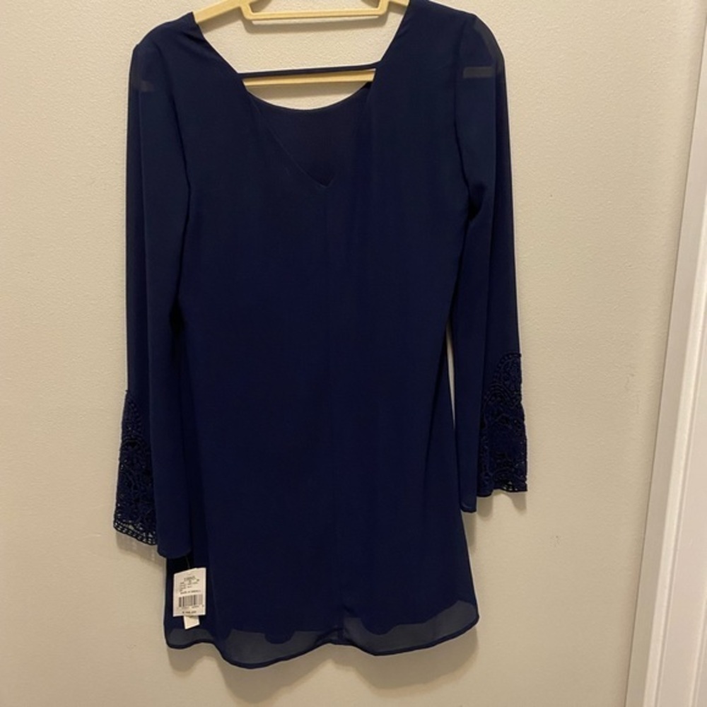 Speechless XL long sleeve blue dress shear crochet on bottom of sleeve. SZ XS